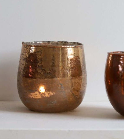 Rustic Copper Glass Candleholder
