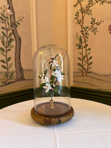 Paper Apple Blossom in Glass Dome