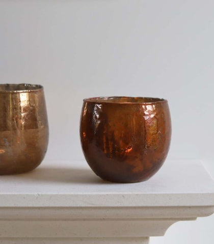 Burnt Orange Glass Candleholder