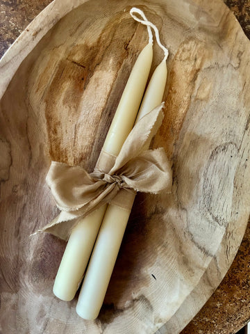 Handmade Beeswax Candles and Ribbon