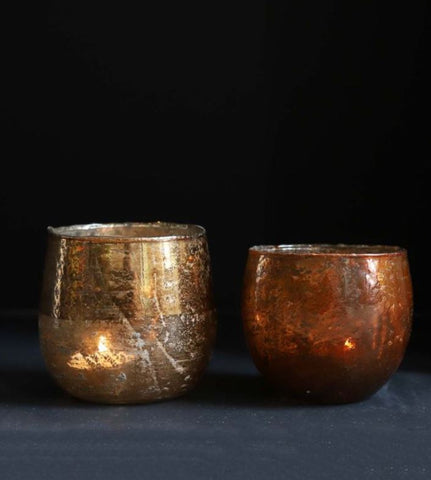 Burnt Orange Glass Candleholder