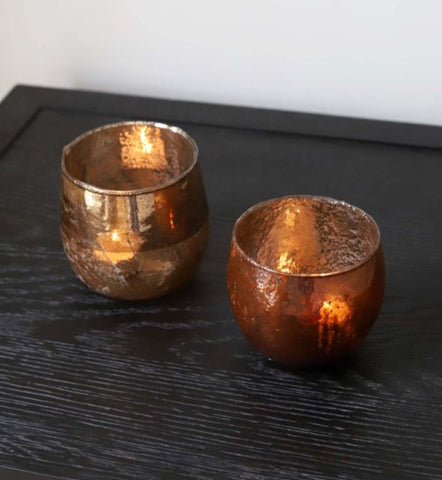 Burnt Orange Glass Candleholder