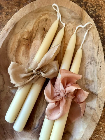 Handmade Beeswax Candles and Ribbon