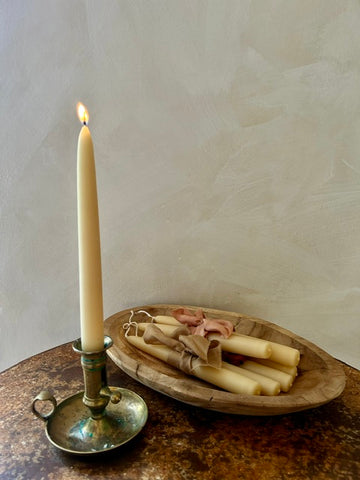 Handmade Beeswax Candles and Ribbon