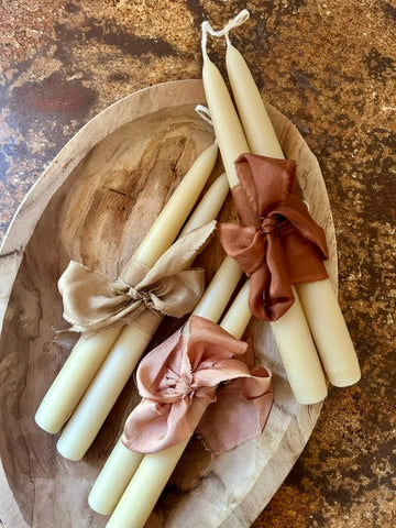 Handmade Beeswax Candles and Ribbon