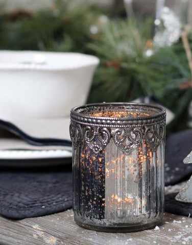 Silvered Glass Candleholder