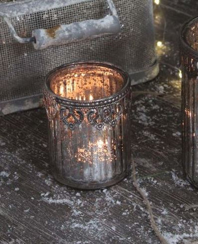 Silvered Glass Candleholder
