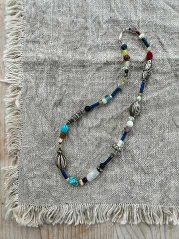 Necklace of Vintage Beads and Crystals