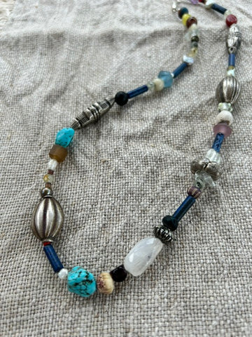 Necklace of Vintage Beads and Crystals