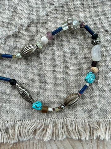 Necklace of Vintage Beads and Crystals