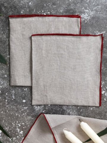 Red Trimmed Linen Napkin