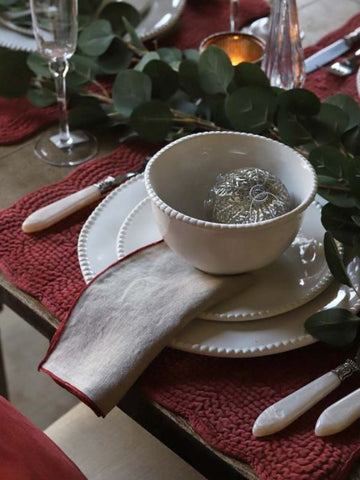 Red Trimmed Linen Napkin