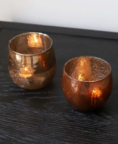 Rustic Copper Glass Candleholder