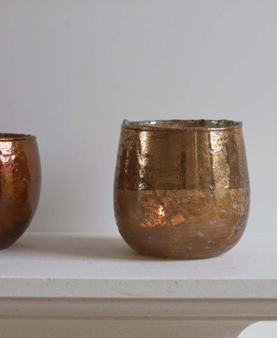 Rustic Copper Glass Candleholder