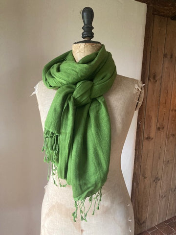 Apple Green Cashmere & Silk Shawl