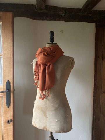 Coral Cashmere & Silk Shawl