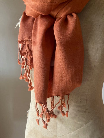 Coral Cashmere & Silk Shawl