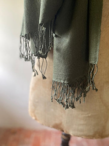 Forest Green Cashmere & Silk Shawl