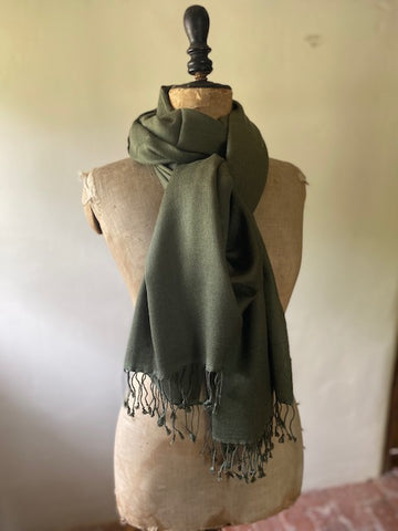 Forest Green Cashmere & Silk Shawl