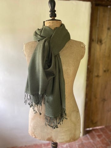 Forest Green Cashmere & Silk Shawl