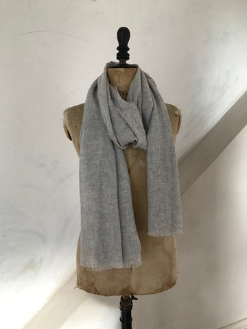 Pale Grey Marl Cashmere Scarf