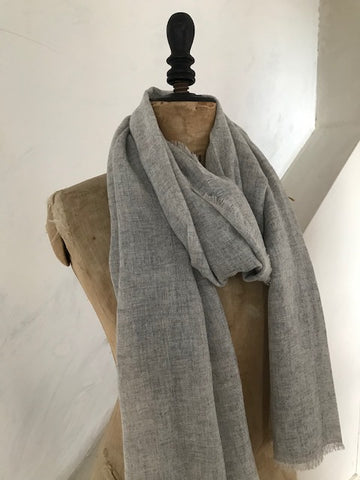 Pale Grey Marl Cashmere Scarf