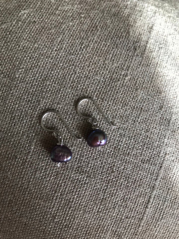 Dark Grey Freshwater Pearl Earrings