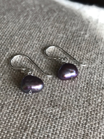 Dark Grey Freshwater Pearl Earrings