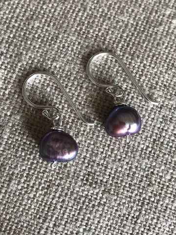 Dark Grey Freshwater Pearl Earrings