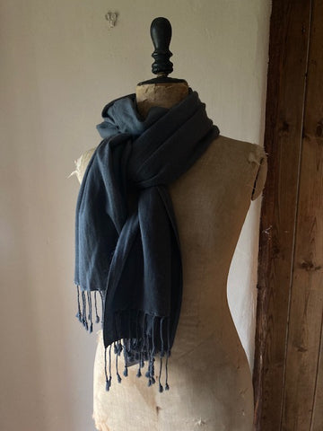 Petrol Blue Cashmere & Silk Shawl