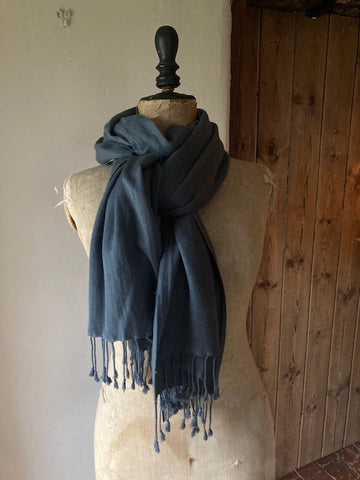 Petrol Blue Cashmere & Silk Shawl