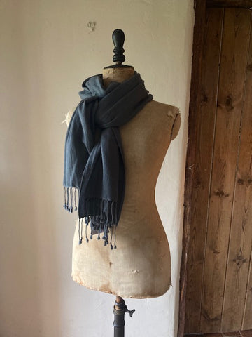 Petrol Blue Cashmere & Silk Shawl