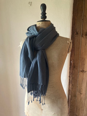Petrol Blue Cashmere & Silk Shawl